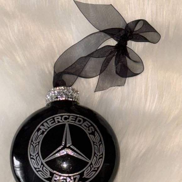 Christmas Ornament, Black/Silver Mercedes Gift, Handmade Gift, Holiday Gift - Picture 7 of 16